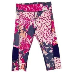 Zingara Coral Multicolor Print Athletic Leggings Capri Fitness Small